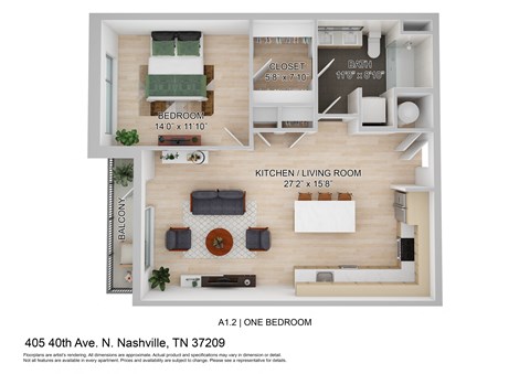 a 1 bedroom floor plan